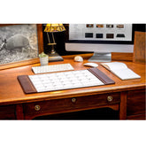 Chocolate Brown Leather Desk Pad w/ Calendar Insert, 25.5 x 17.25